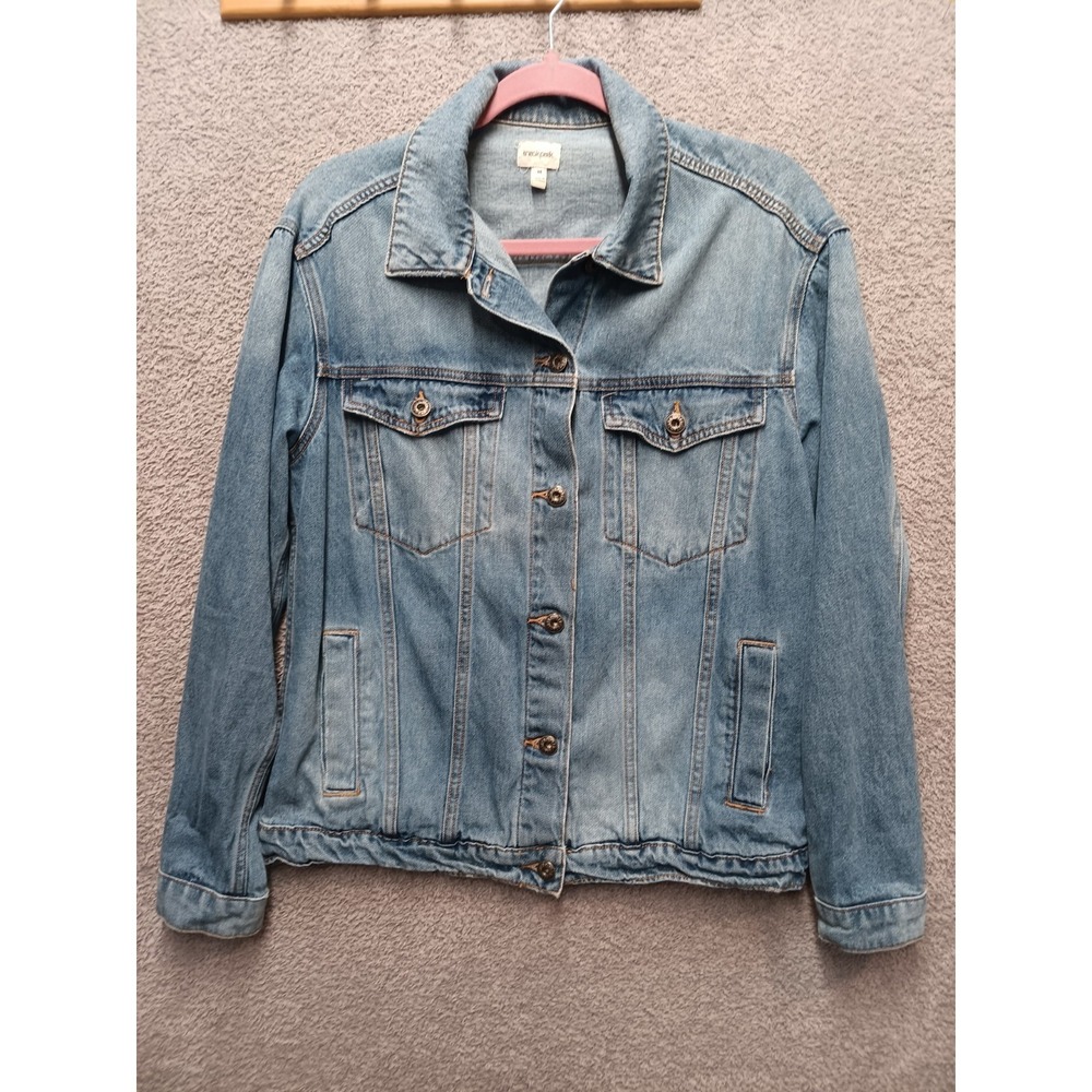 Sneak Peek Women Denim Jacket Blue Medium Classic Button Front